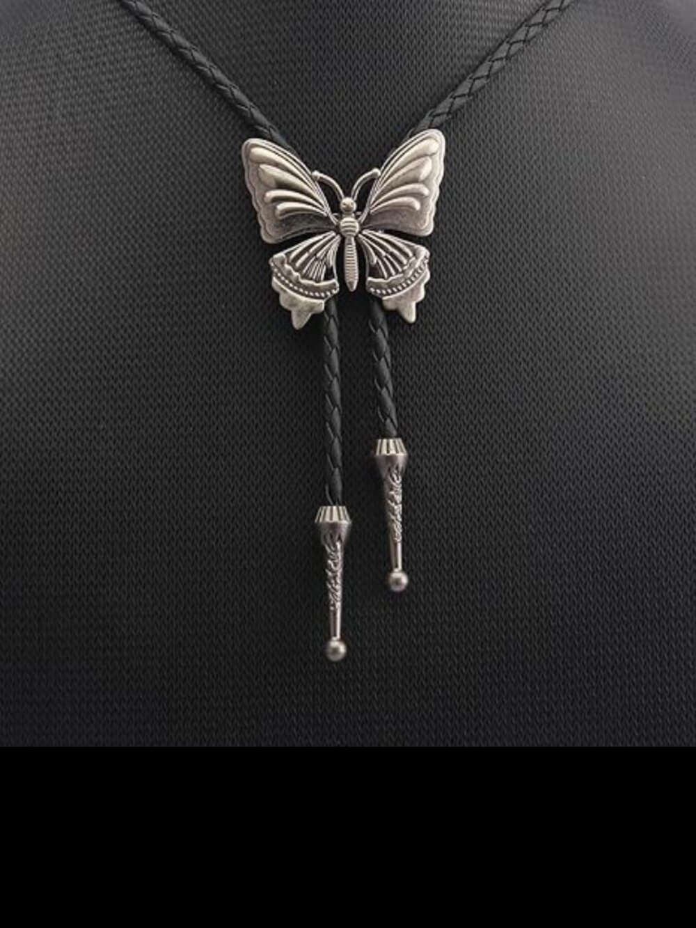 Women's Silver Butterfly Bolo Tie Necklace Boho Western Cowgirl